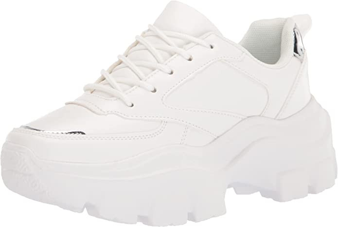 LUCKY STEP Women Chunky Platform Dad Colorblock White Neon Green Fuchsia Hologram Silver Casual L... | Amazon (US)