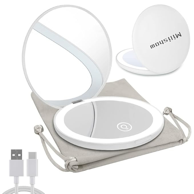 Milishow Compact Mirror with LED Light,1x/10x Magnifying Rechargeable Mirror,3.5in Pocket Mirror,... | Amazon (US)