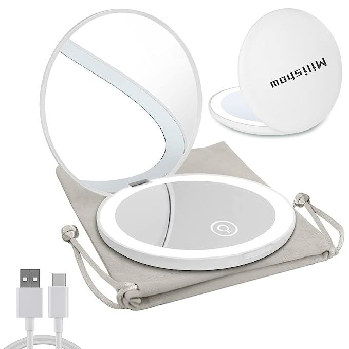 Milishow Compact Mirror with LED Light,1x/10x Magnifying Rechargeable Mirror,3.5in Pocket Mirror,... | Amazon (US)