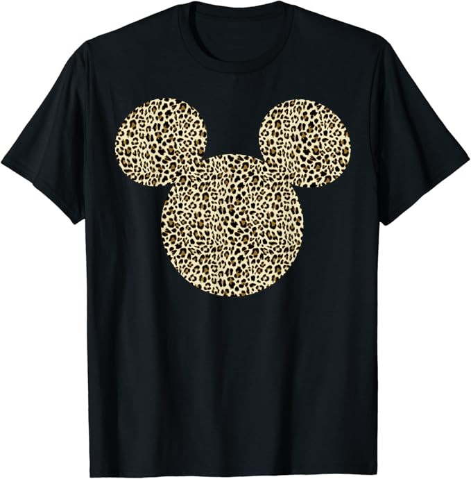 Disney Mickey Mouse Cheetah Print Silhouette Fill T-Shirt | Amazon (US)