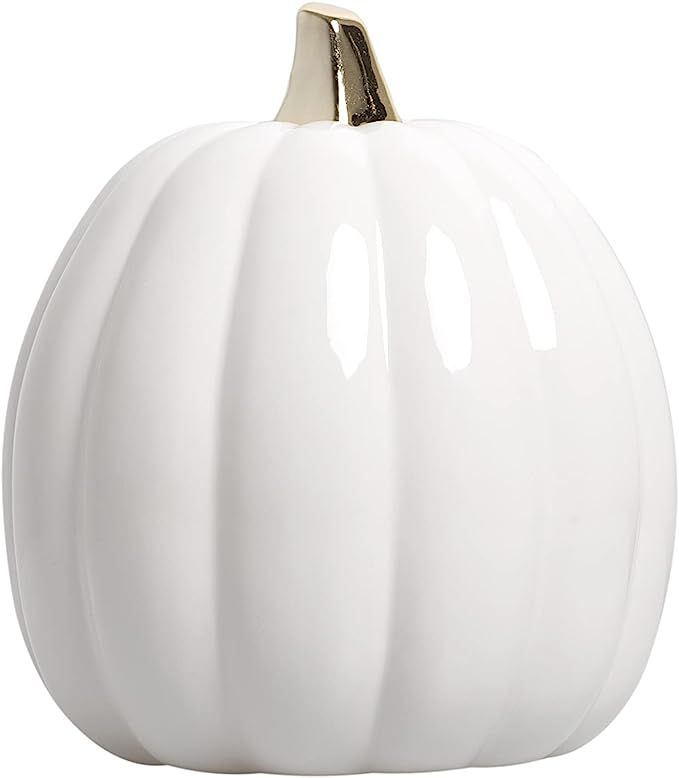 Pearhead White Ceramic Pumpkin, Home Fall Décor, Modern Holiday Home Decor, Trendy Halloween Dec... | Amazon (US)
