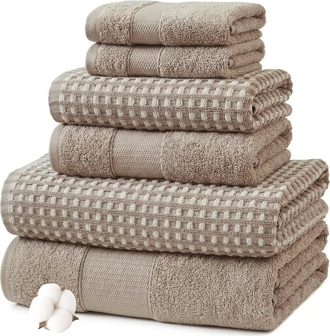 Modern Threads 6 Piece Cotton Bath Towel Set – Ultra Soft 600 GSM Towels – Bathroom Set with ... | Amazon (US)