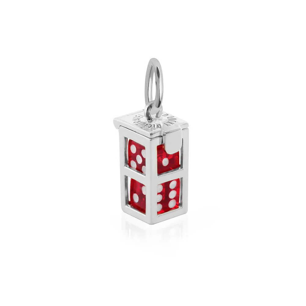 Red Dice Charm | Dice Cage Casino Charm | Sterling Silver | Jet Set Candy (US)