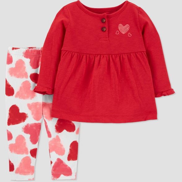 Baby Girls' Hearts Top & Bottom Set - Just One You® made by carter's Red | Target
