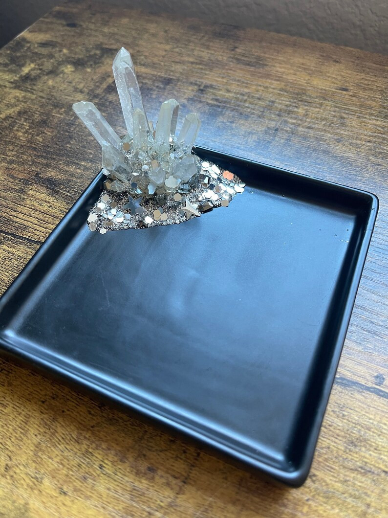 Quartz Crystal Plate Dish / Jewelry Holder, Glam Tray, Sage Holder, Vanity, Makeup Storage, Home ... | Etsy (US)