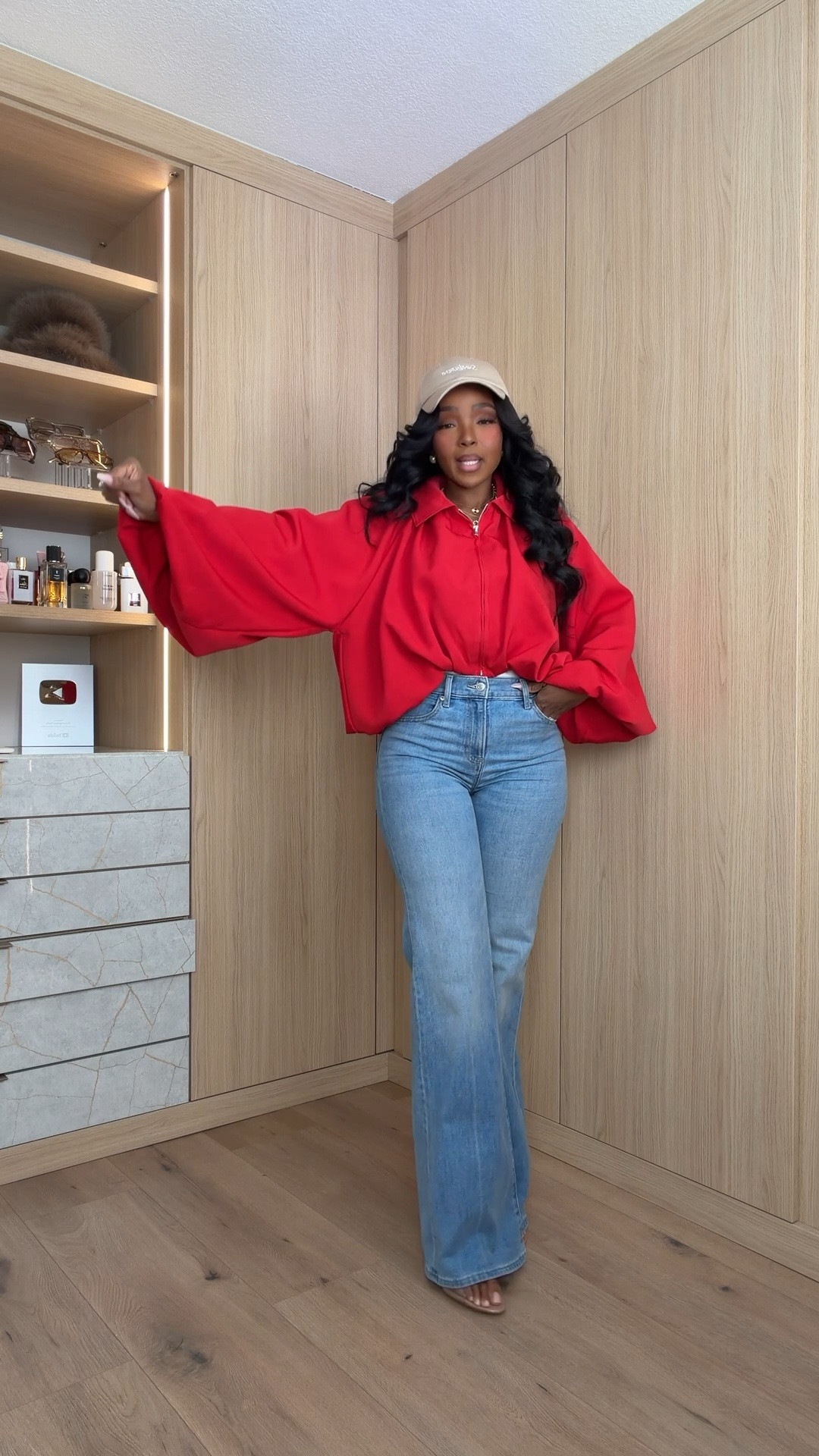 RED + DENIM ❤️

This red statement blouse with light-wash jeans is the kind of easy outfit that still looks put together. The dramatic balloon sleeves make the top the moment, while the high-waisted denim and baseball cap keep it casual enough for brunch, errands, lunch or a weekend out.

red blouse outfit • red statement top • balloon sleeve blouse • light wash jeans outfit • high waisted jeans • straight leg denim • casual chic outfit • elevated casual style • fall denim outfit • fall outfit inspiration • weekend outfit idea • brunch outfit • mom style outfit • baseball cap outfit • red and denim outfit • everyday fall fashion • petite outfit inspiration • women’s casual outfit • trendy fall outfit • fall fashion 2026

Wearing: Size Small | 5’4” | 140 lbs | 34D-27-40

Download the FREE LTK app & follow me (@kirasfashionfinds) to shop all my daily finds.

#LTKPetite #LTKStyle #LTKSeasonal