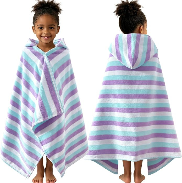 VOOVA & MOVAS Kids Hooded Bath Towels(3-6Years),Absorbent Quick Dry Lightweight Hooded Cotton Tow... | Amazon (US)