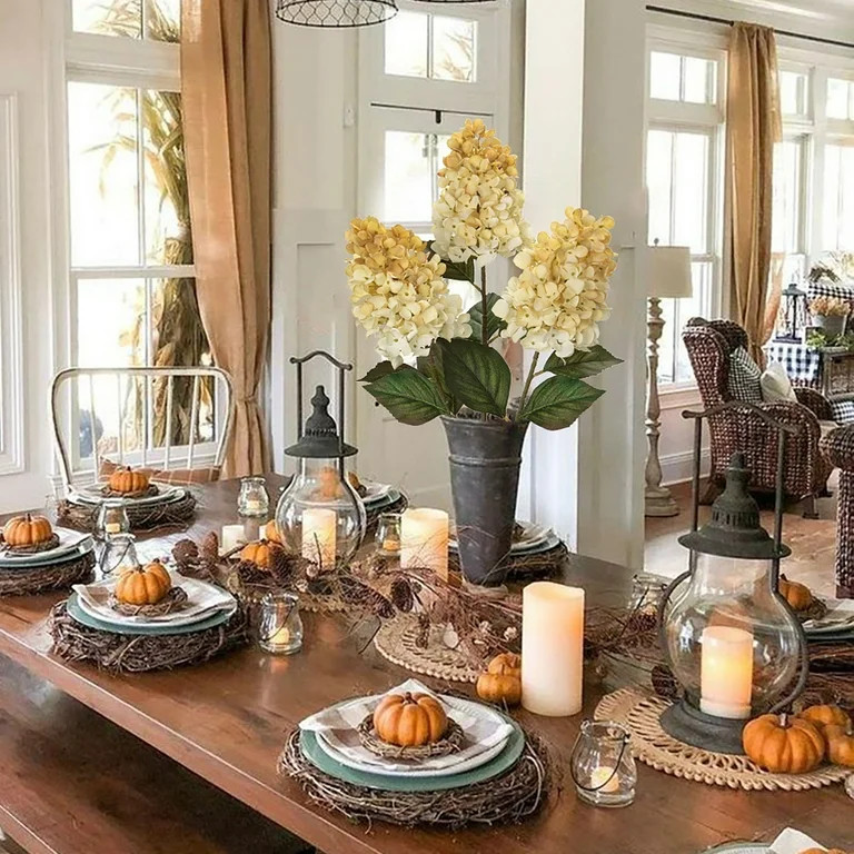 Briful 3PCS Artificial Hydrangea Flowers 28" Long Stem Silk Faux Autumn White Hydrangeas Fake Flo... | Walmart (US)