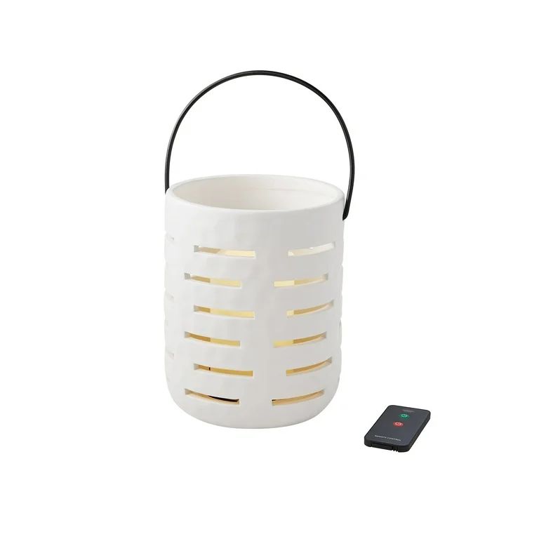 Better Homes & Gardens Small Delicate Ivory Battery Operated Outdoor Ceramic Lantern with Removab... | Walmart (US)