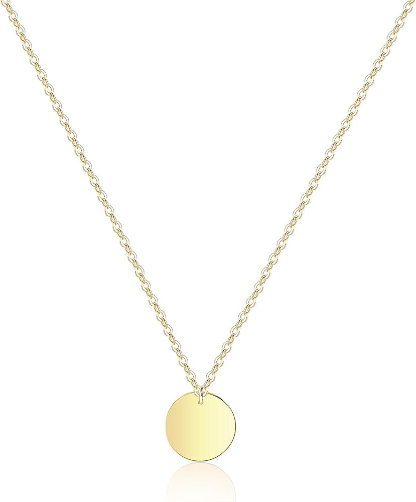 Dainty Bar Necklace for Women,Gold/Silver Cute Delicate Disc Necklcace,Trendy Elegant Dot Fashion Ne | Amazon (US)