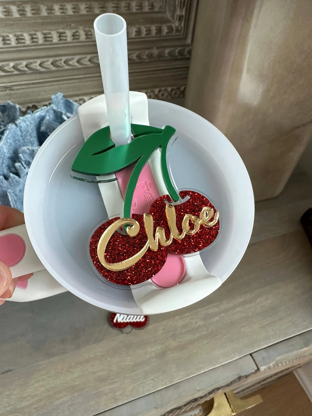 Personalized Glitter Cherry Tumbler Topper: Custom Acrylic Name Plate - Etsy | Etsy (US)