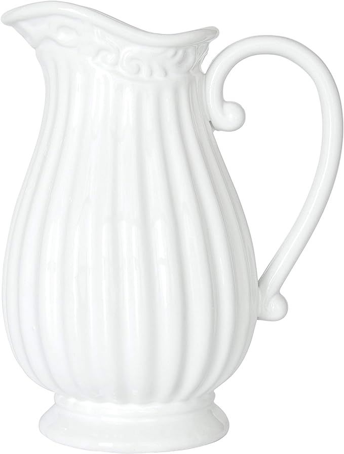 10 Inch White Ceramic Pitcher Vase for Home Décor, VS-PIT-10 | Amazon (US)