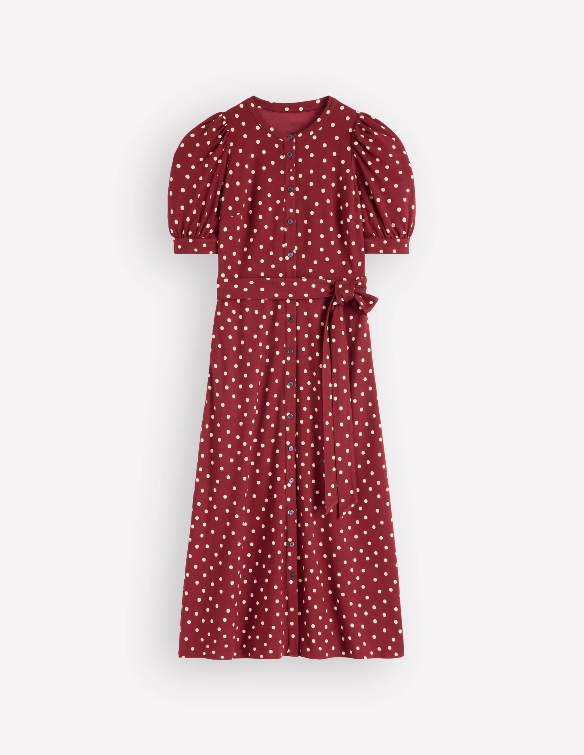 Puff Sleeve Ponte Shirt Dress-Red Pear, Painted Dot | Boden (US)
