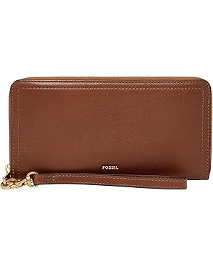 Fossil Women's Logan Leather RFID-Blocking Zip Around Clutch Wallet with Wristlet Strap for Women | Amazon (US)