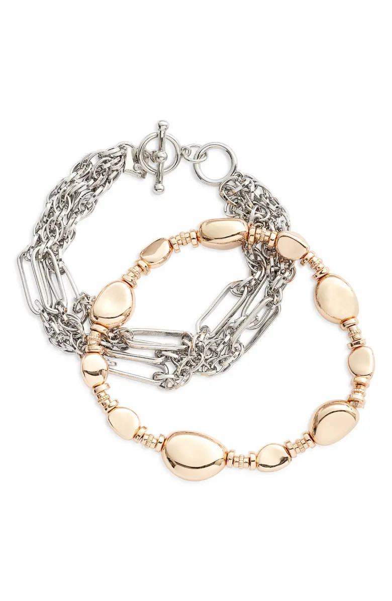 Open Edit Set of 2 Chain Link Bracelets | Nordstrom | Nordstrom
