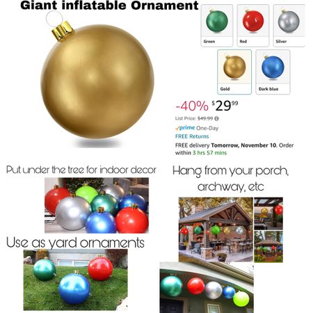 Giant inflatable ornament for Christmas decorations!! So many ways you can use these!! 


#LTKSeasonal #LTKHoliday #LTKhome