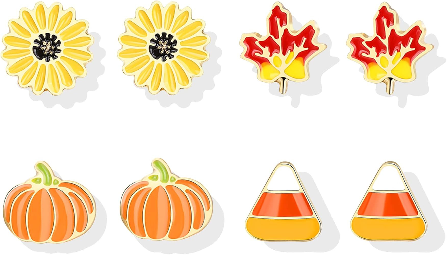 4 Pairs Fall Earrings for Women Thanksgiving Earrings Pumpkin Maple Leaf Autumn Candy Dangle Earr... | Amazon (US)