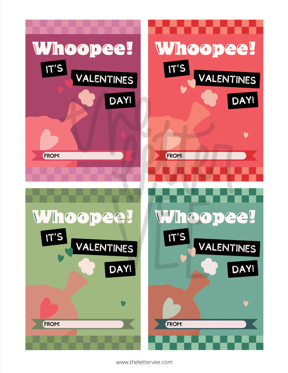 Whoopee Valentines | Printable Valentines | The Letter Vee