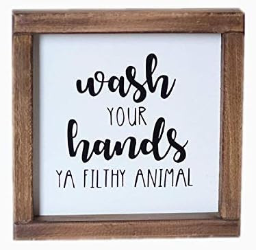 Lavender Inspired Wash Your Hands Ya Filthy Animal Sign-Funny Signs for Half Bathroom Decor-Frame... | Amazon (US)