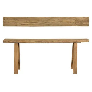 Artissance 43"L Natural Wood Indoor Outdoor Small Noodle Bench, Entryway Hallway Patio Seating - ... | Bed Bath & Beyond