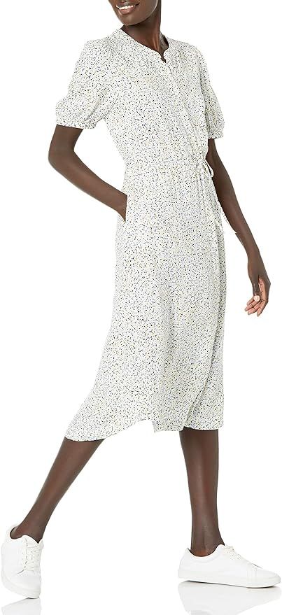 Amazon Essentials Women's Feminine Half Sleeve Waisted Midi A-line Dress | Amazon (US)