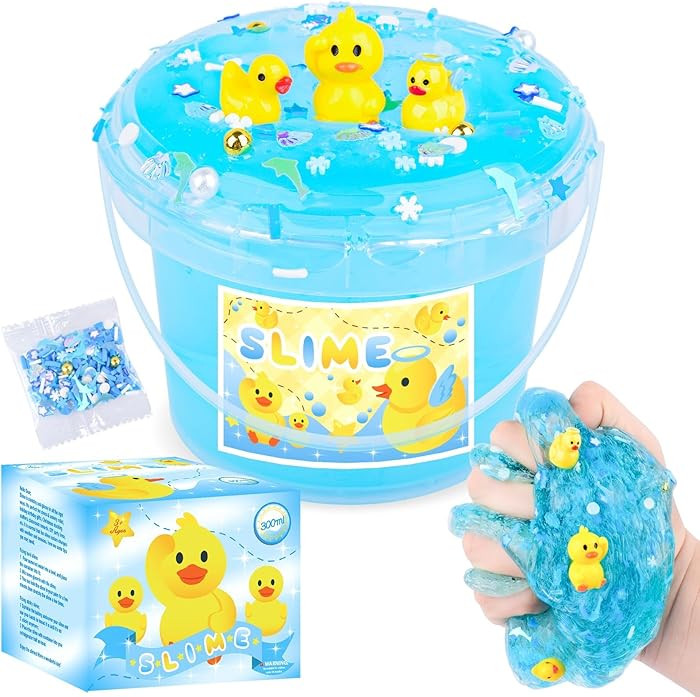 Ocean Series Slime Bucket for Kids, Super Soft Blue Crunchy Crystal Slime with 3 Yellow Duck Char... | Amazon (US)