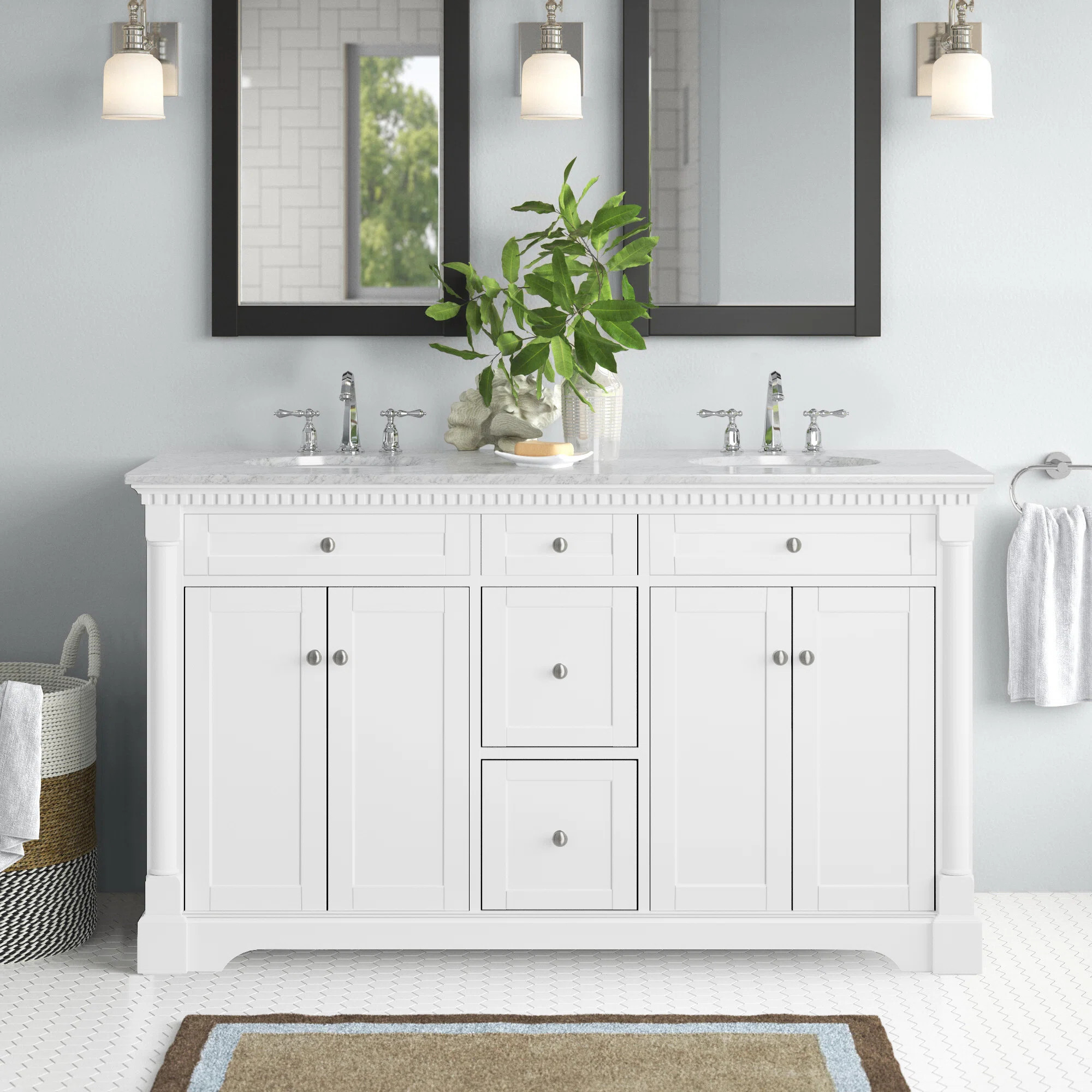 Clarence 60'' Double Bathroom Vanity with Marble Top | Wayfair North America