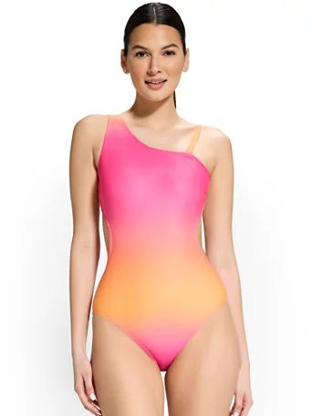 ombre asymmetric cut-out one-piece swimsuit - ny&c swimwear | New York & Company