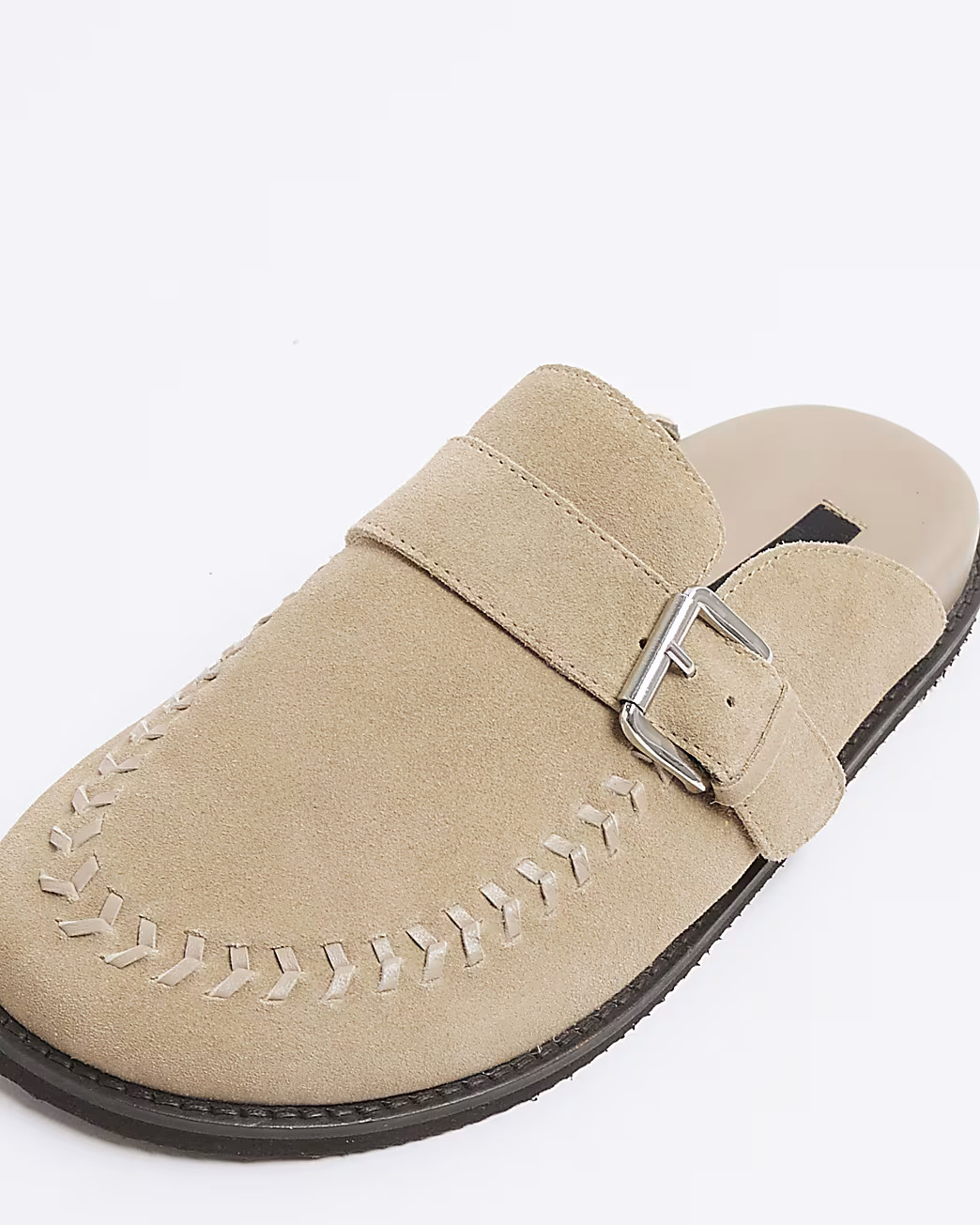 Beige Suede Buckle Clog Shoes | River Island UK & IE