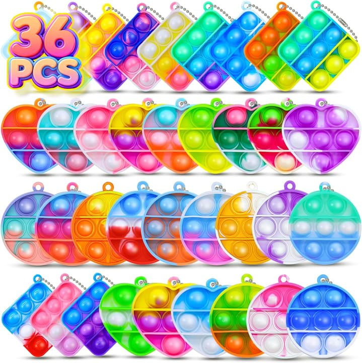 36 pcs Kids Party Favors Valentine's Day Gifts for Kids Sensory Fidget Toys Mini Pop it Heart Key... | Amazon (US)