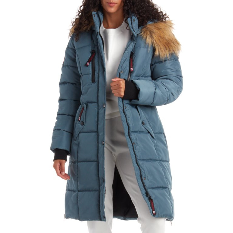 CANADA WEATHER GEAR Women's Heavyweight Long Length Bubble Puffer Jacket - Walmart.com | Walmart (US)