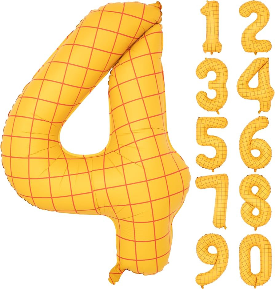 40" Matte Yellow Balloons Toy Inspired Story Theme party Supplies, Number Birthday Decoration, Co... | Amazon (US)