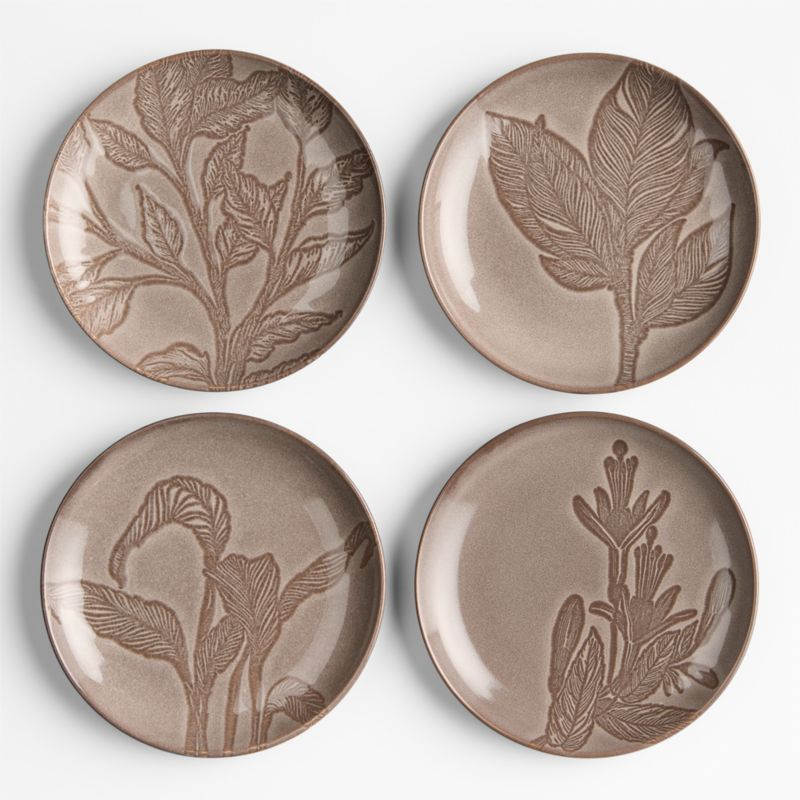 Chestnut Botanical Plates Appetizer Plates, Set of 4 + Reviews | Crate & Barrel | Crate & Barrel