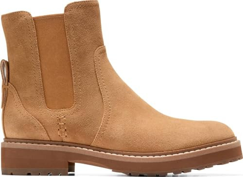 COLE HAAN Women's Greenwich Chelsea Bootie Boot, Golden Toffee Suede Waterproof, 6.5 | Amazon (US)