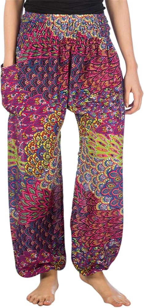LOFBAZ Yoga Harem Hippie Pants for Women S-4XL Plus Boho Clothing PJ Elephant | Amazon (US)