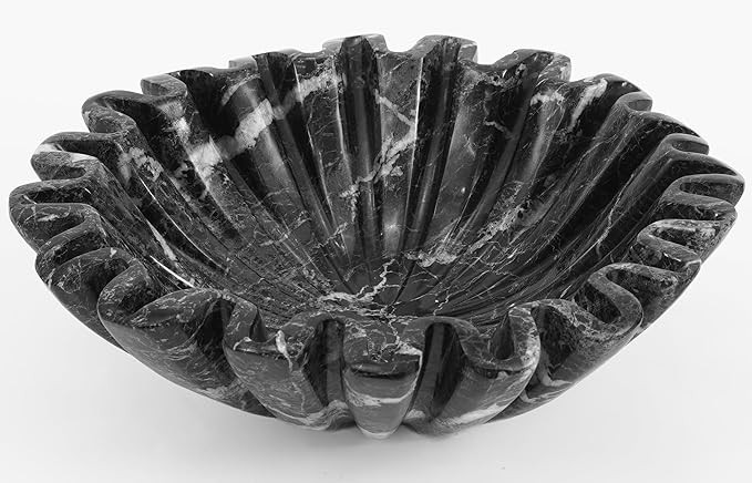 Marble Decorative Bowl 10 Inch Black Large Fruit Bowl for Kitchen Counter and Dining Table Center... | Amazon (US)
