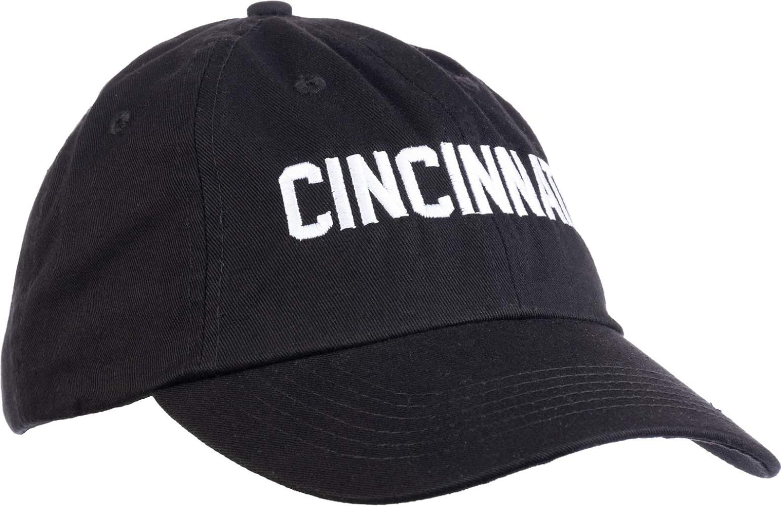 Cincinnati | Classic Retro Red Black Blue Ohio City Pride Newport Fan Men Women Dad Hat Cap | Amazon (US)