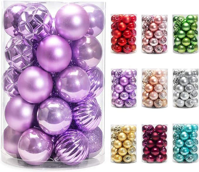 AMS 2.36''/60mm 34ct Christmas Ball Mini Ornaments Party Decorations Shatterproof Festival Pendan... | Amazon (US)