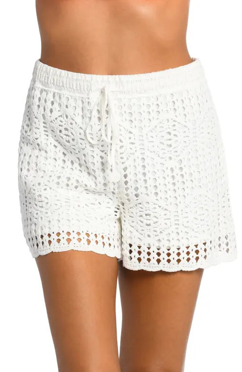 La Blanca Waverly Cotton Cover-Up Shorts in Ivory at Nordstrom, Size Large | Nordstrom