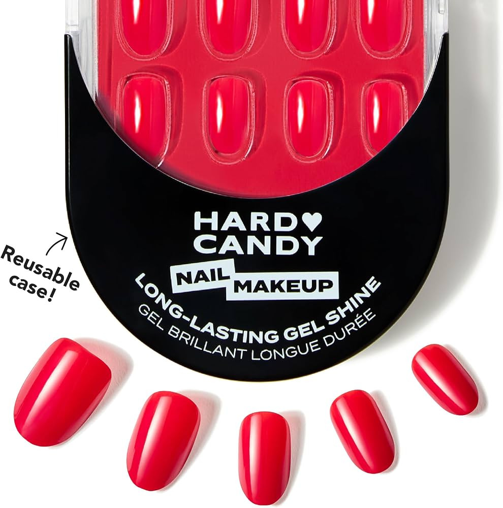 Hard Candy Press On Nails – Fire (Red) | Short Round | Fake Nails, Gel-Like Shine | 30 Nail Kit... | Amazon (US)