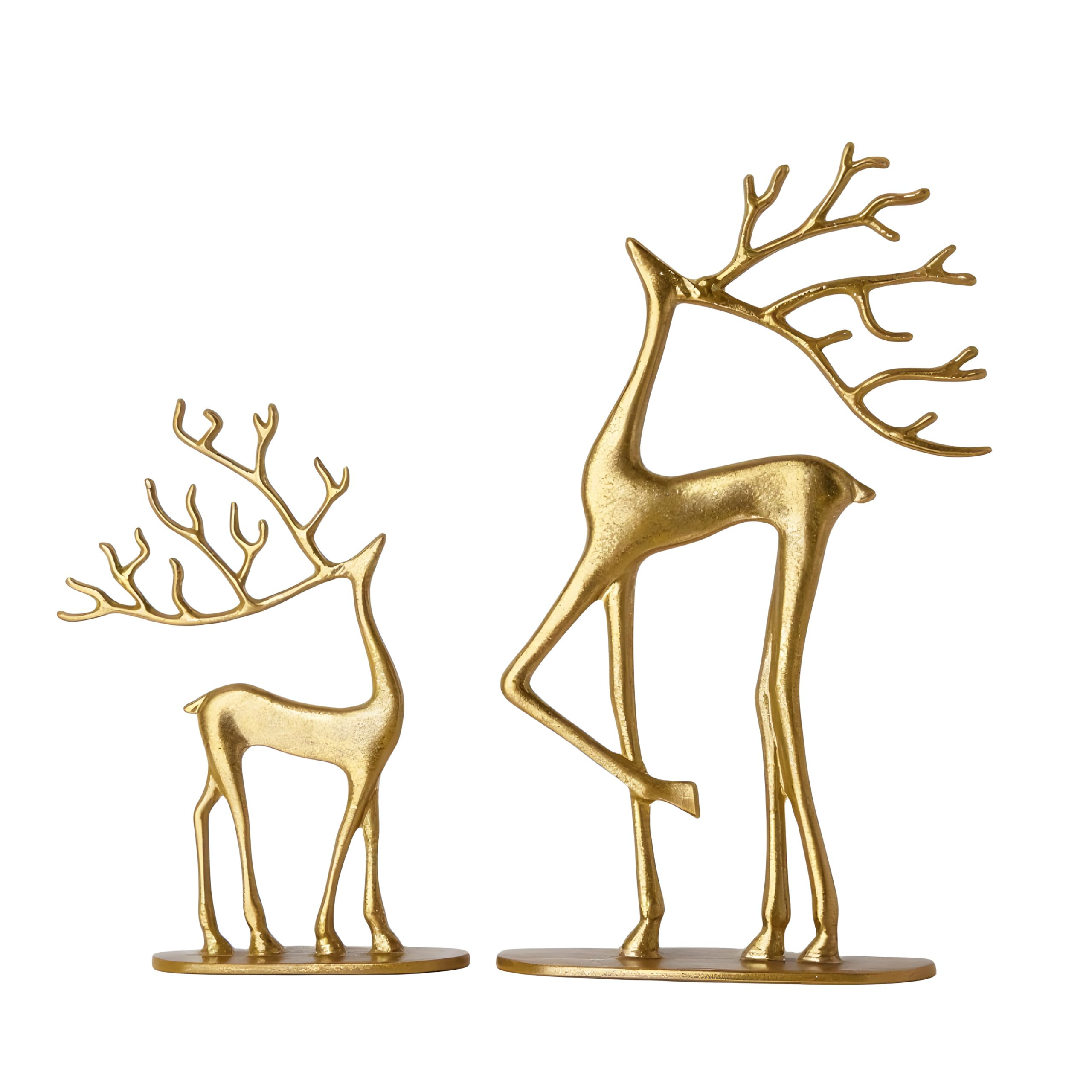 Gold Foil Reindeer Statues Set of 2 Cast Aluminum Deer Sculpture Accent Figurine,Modern Decorativ... | Amazon (US)