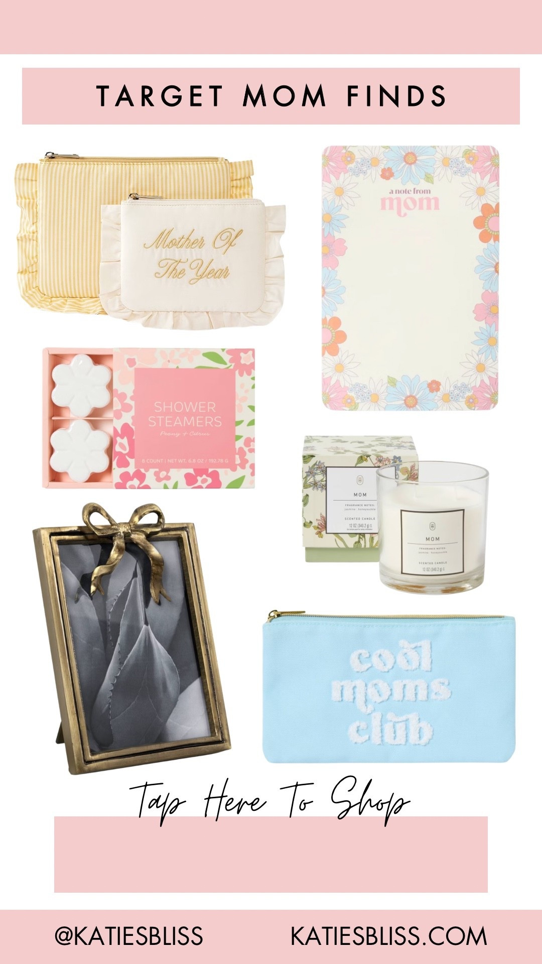 Target mom finds 🤍

Target. Mother’s Day. Gift guide. Frame. Bow. Candle. Notepad. Pouches. Shower steamer. 



#LTKmomlife #LTKMothersDay