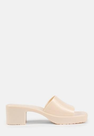 Missguided - Cream Jelly Block Heeled Mules | Missguided (UK & IE)