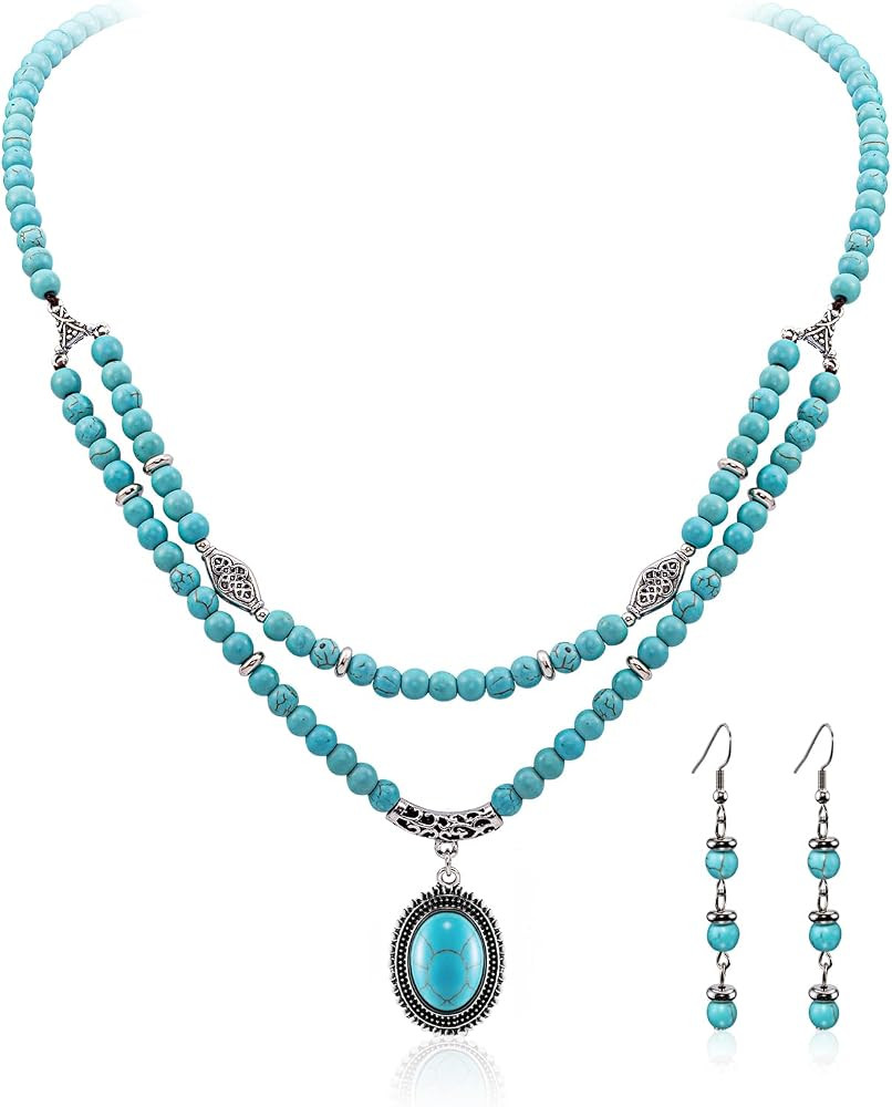Rustic Couture's Western Necklace for Women Cowgirl Vintage Turquoise Country Jewelry | Amazon (US)