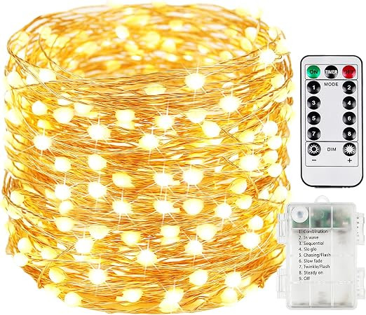 66Ft 200LED Battery Operated Fairy Lights with Remote, Waterproof Battery Christmas String Lights... | Amazon (US)