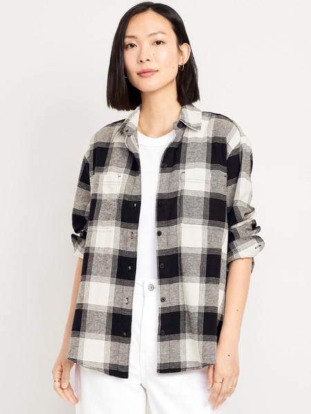 Flannel Boyfriend Button-Down Shirt | Old Navy (US)
