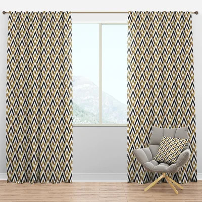 Gold black and white triangle - Mid-Century Velvet Curtain - Room darkening - 1 panel | Wayfair North America