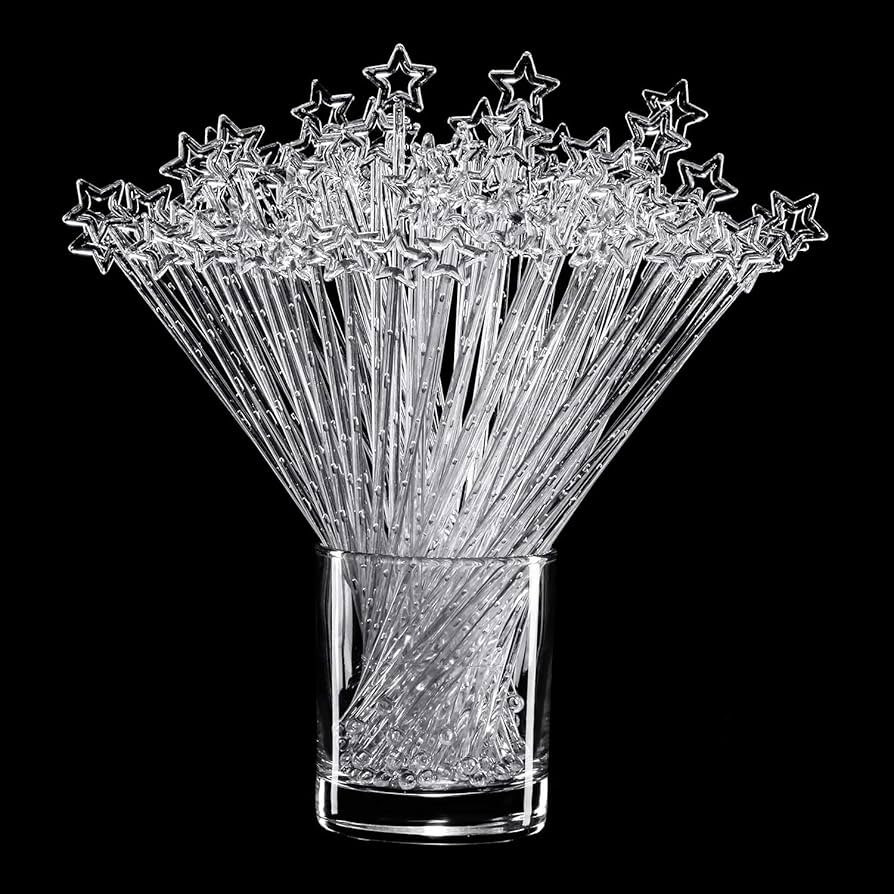 100 Pieces 9.1 Inch Star Top Swizzle Sticks Disposible Plastic Star Top Crystal Swizzle Sticks (C... | Amazon (US)