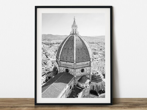 Florence Duomo in Italy black and white travel photography.  Printable wall art. Ready made to pr... | Etsy (US)