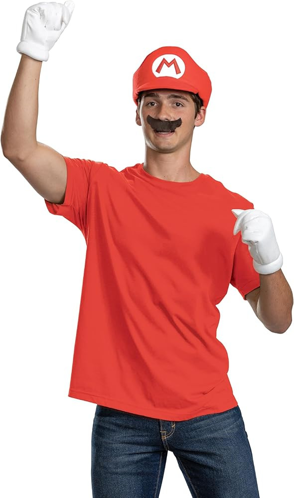 Disguise Mario Adult Costume Accessory Kit, Official Super Mario Costume with Hat and Mustache, O... | Amazon (US)